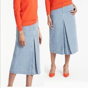 Boden Mira Blue White pinstripe denim midi skirt